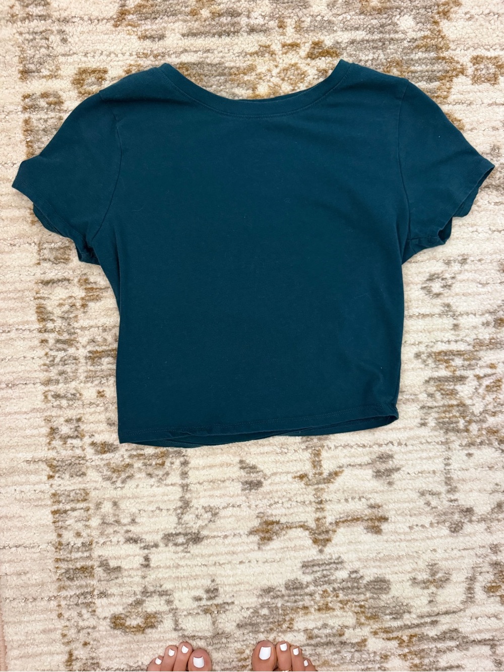 Tilly's Teal Short Sleeve Crop Top